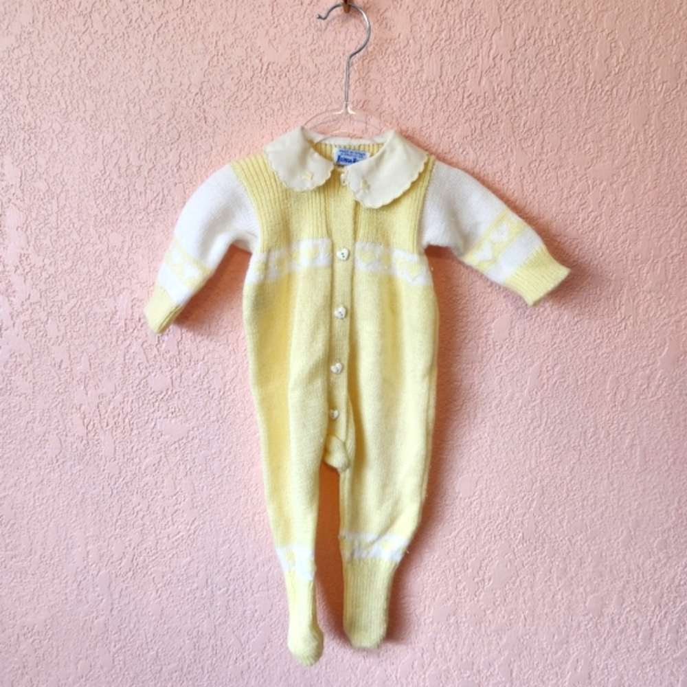 Vintage 80s Neiman Marcus Yellow White Knit Bodysuit